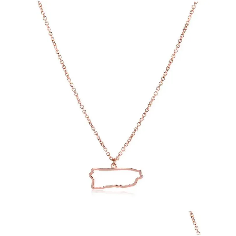 Pendant Necklaces 5 Outline North American Puerto Rico Island Map Necklace Hollow State Geography Country City Hometown Souvenir