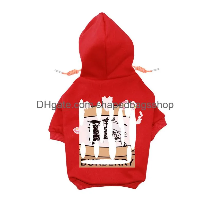 Dog Apparel Designer Clothes Brand Soft And Warm Dogs Hoodie Sweater With Classic Design Pattern Pet Winter Coat Cold Weather Jackets Otcm0