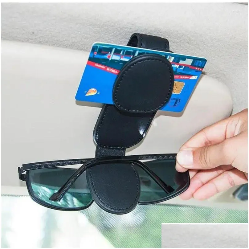 Interior Accessories Sunglass Clip For Car Visor PU Leather Sunglasses Ticket Card Eyeglasses Mount Eyeglass Case