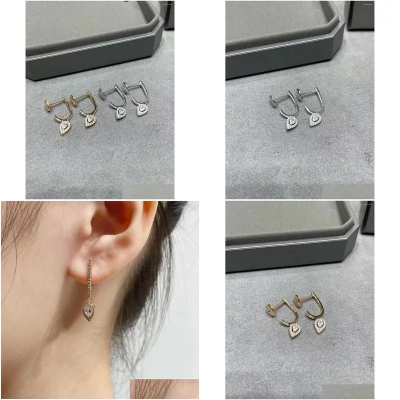 Stud Earrings 2024 Trend Classic High Quliaty Luxury Jewelry For Women Water Drop With Zircon Pure 925 Sliver