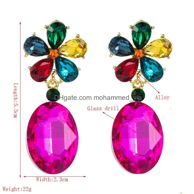 stud multi styles boho statement fuchsia white crystals drop earrings for women party zircon jewelry 230714