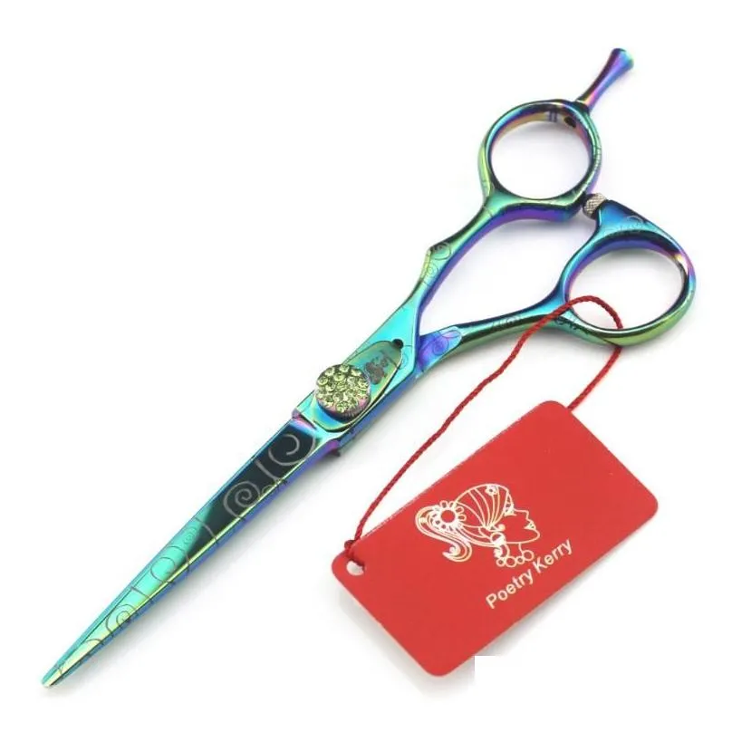 Hair Scissors 6.0 Inch Personality Green Pattern Hairdressing Flat Shear Ldlh Japan 440C Care Drop Delivery Products Styling Tools Dhoan