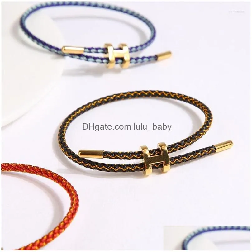 charm bracelets multicolor cord fashion simple mens and womens double layer handwoven bracelet adjustable stainless steel