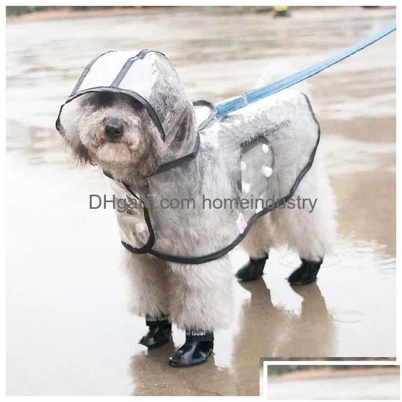 Dog Apparel Luxury Designer Pet Waterproof Transparent Raincoat Spring And Summer Reflective Strip Poncho T Shirt Teddy Cat For Midd Dhsf4