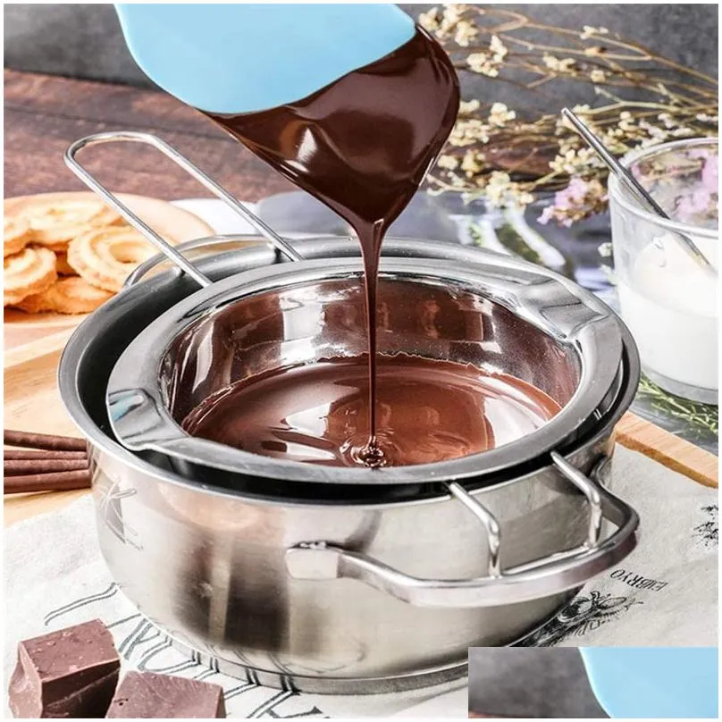 400ml 600ml Stainless Steel Chocolate Melting Pot Double Boiler Pot Milk Bowl Butter Candy Warmer Pastry Baking Tools for Melting Chocolate Candy and Candle