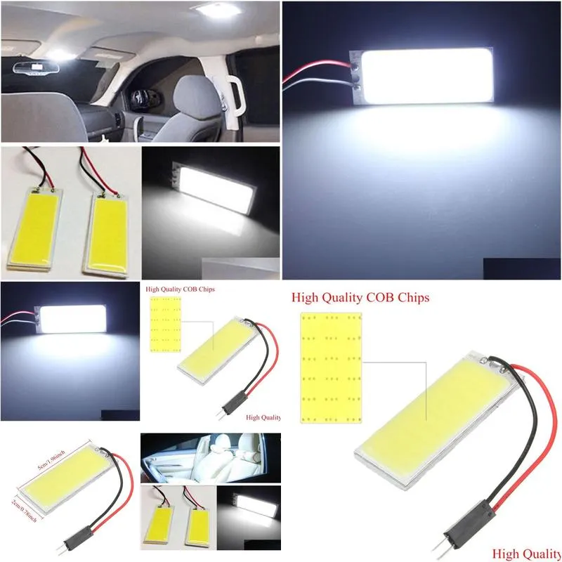36 LED 12V COB Panel 2pcs Xenon HID Dome Map Light Bulb with T10 BA9s Light Adapter Car Interior Lamp Carstyling4895279