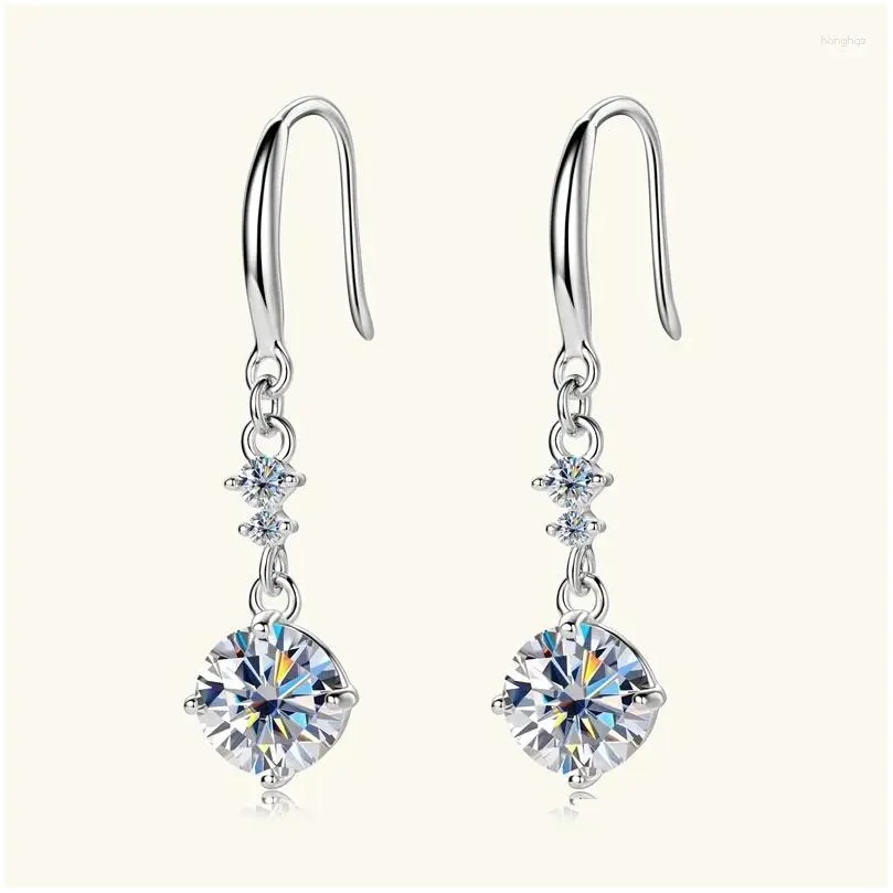 Hoop Earrings 2024 Hook 925 Silver 1CT Moissanite Drop Dangle For Women Wedding Party Jewelry With GRA Certificate Gift