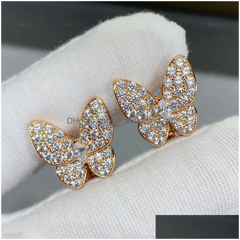 stud high quality 925 sterling silver butterfly earrings for women lovely sweet simple fashion party gifts luxury brand jewelry 230804