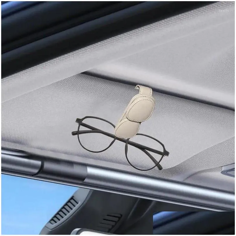 Interior Accessories Sunglass Clip For Car Visor PU Leather Sunglasses Ticket Card Eyeglasses Mount Eyeglass Case