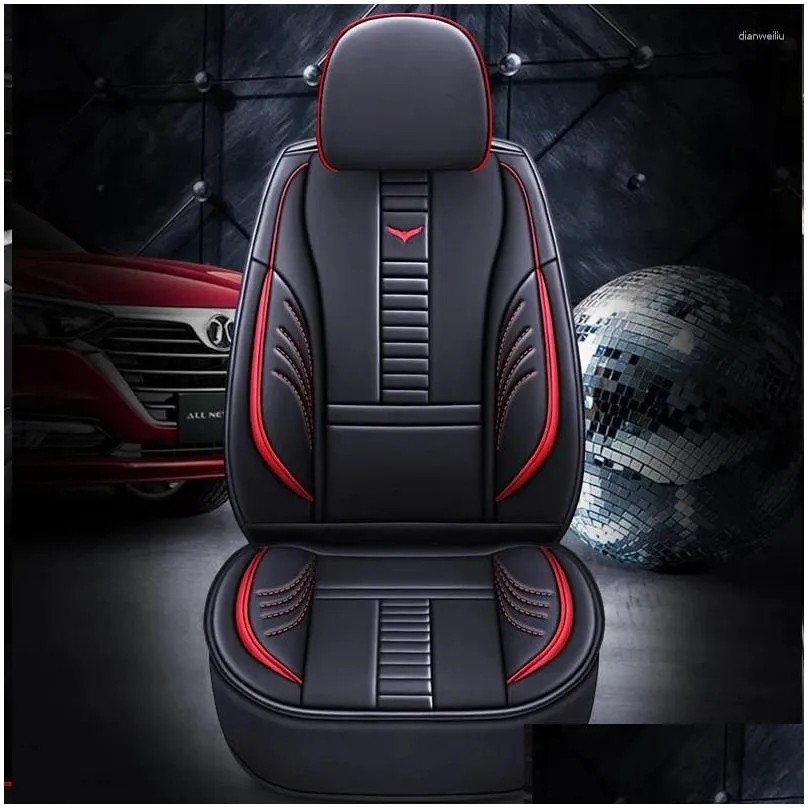 Car Seat Covers Universal PU Leather Seats Cover Waterproof Non-slip Cushion Luxury Upgrade For Auto Truck SUV