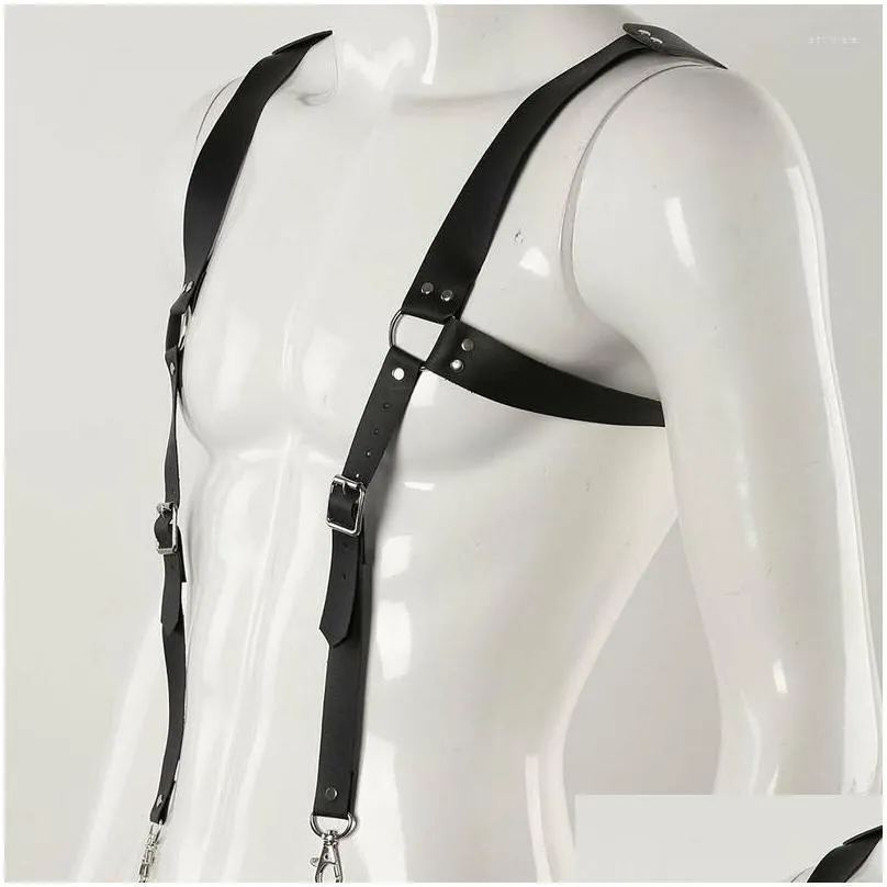 Belts Mens Leather Harness Waist Belt Vest Straps Vintage Body Bondage Harajuku Ornament Uni Suspender Brace Buckle Drop Delivery Dhm8E