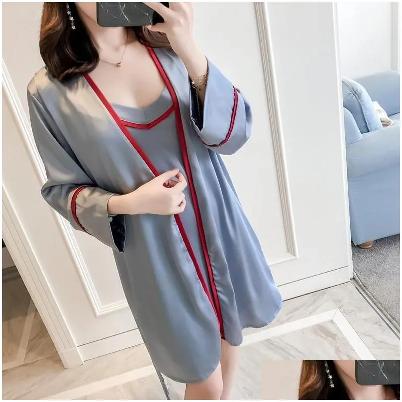 Women`s satin pajamas silk pyjama set spaghetti strap v-neck summer pijama set backless sexy pajamas for women long pant pajama 007