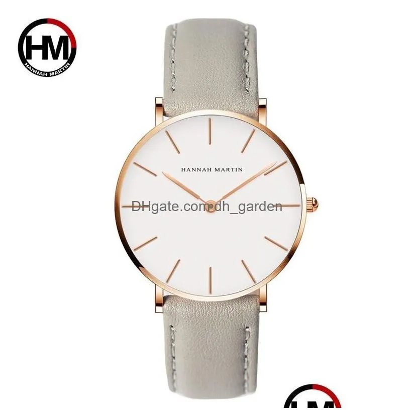 Wristwatches Drop Japan Quartz Simple Women Fashion Watch White Leather Strap Ladies Wrist Watches Brand Waterproof Wristwat Dhgarde Dhnxs