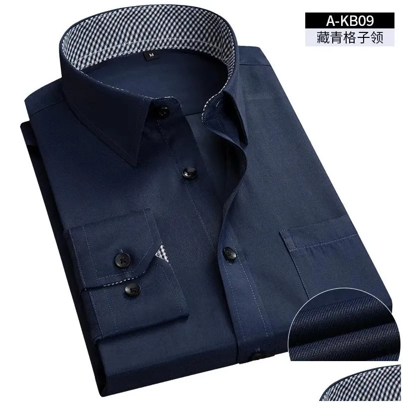 Men`S Dress Shirts Mens Quality Good Men Shirt Long Sleeve Slim Brand Man Designer Solid Male Clothing Fit Business Camisa Mascina Dr Dh9Zk