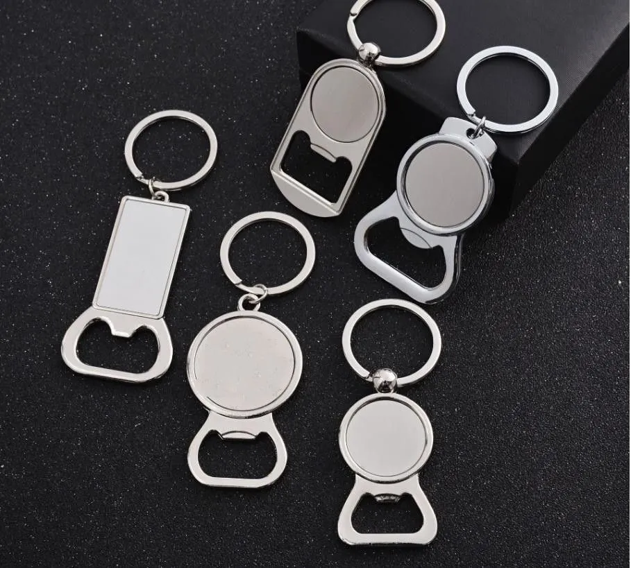 Sublimation Blank Keychains metal Bottle Opener Keychains Aluminum Heat Transfer Key Rings Customized