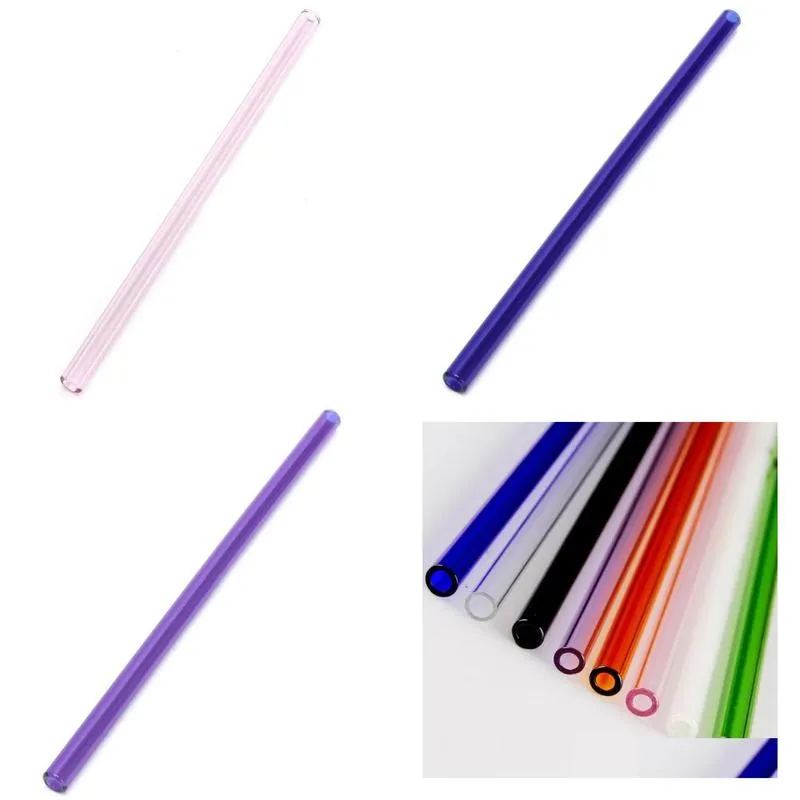 Drinking Straws 8Mm 12Pcs Colorf Pyrex Glass St Sts Wedding Birthday Party Supplies Diameter Drop Delivery Home Garden Kitchen, Dining Dh50H