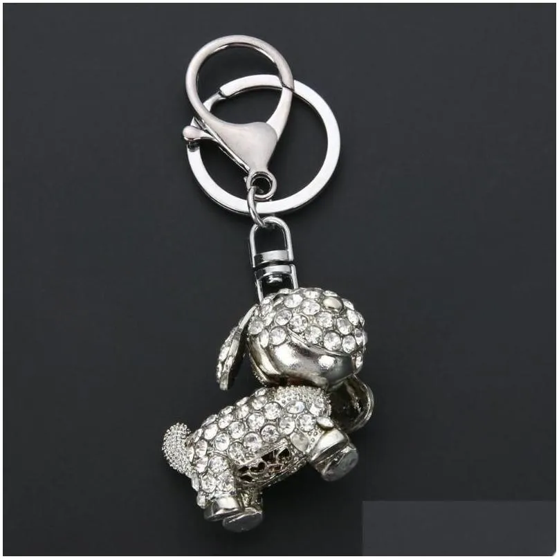 Keychains & Lanyards 3 Type Lovely Crystal Key Ring For Women Bag Car Pendant Charm Metal Keyring Holder Keychain Gift Grest Jewelry Dh4Yy