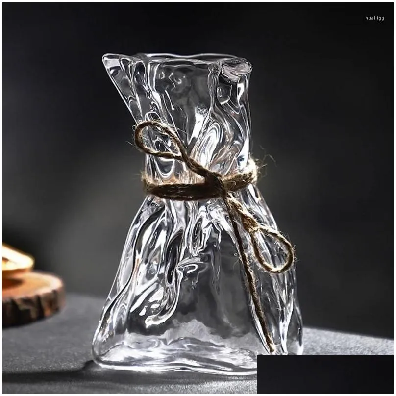 Wine Glasses Luxurious Irregular Transparent Glass Vase Novel Exhibition Hall Designer Ornaments Hydroponics Art Flower Devices B03E