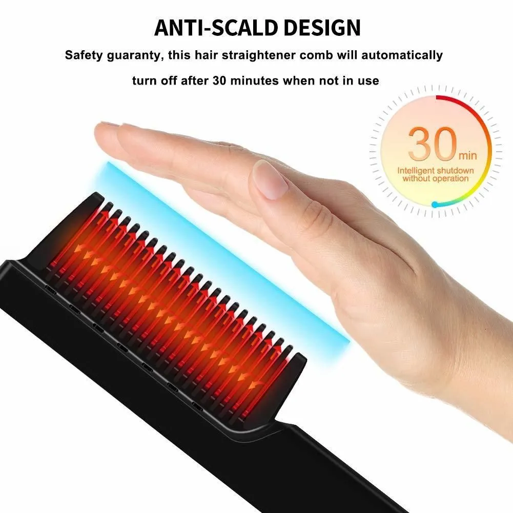 Hair Straighteners Professional Fast Heated Beard Straightening Comb Customized Small Straightener Brush For Men 230828