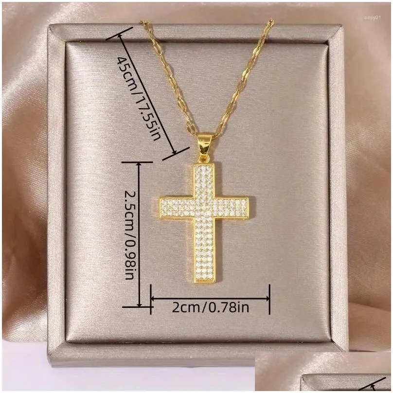 Pendant Necklaces European And American Black Hip Hop Retro Full Zirconia Cross Necklace For Men Women Anniversary Gifts