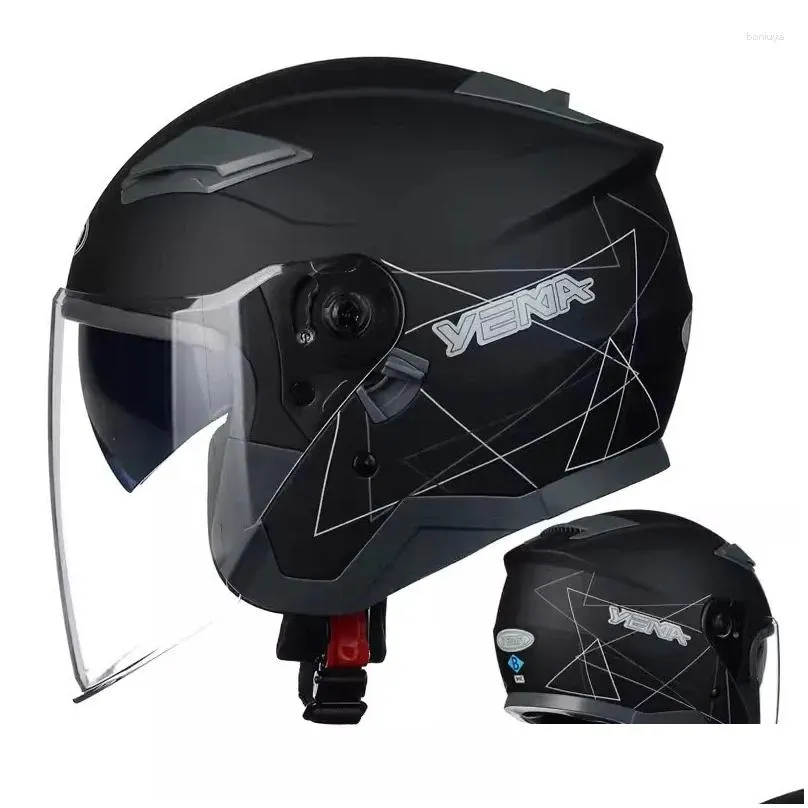 Motorcycle Helmets Helmet Dual Mirrors Seasonal Sun Protection 3/4 Half Men And Women Winter Safety Anti Fog Lens