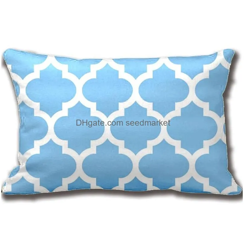 sky blue white moroccan quatrefoil pattern pillow decorative cushion cover case customize gift by lvsure for sofa seat