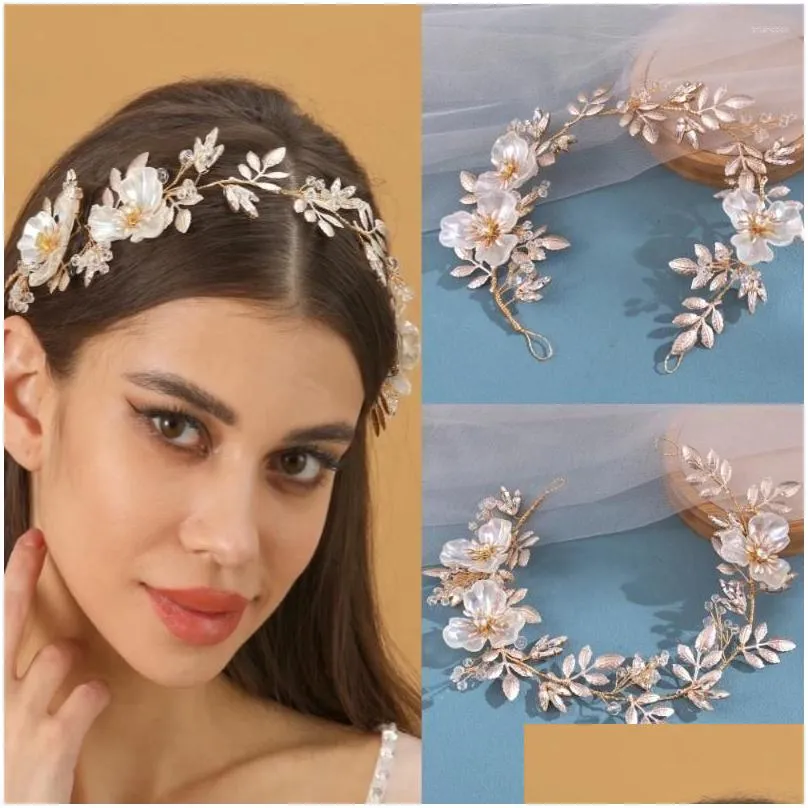 Hair Clips Luxury Crystal Headband Tiara Flower Leaf Hairband Party Bridal Wedding Accessories Jewelry Gift