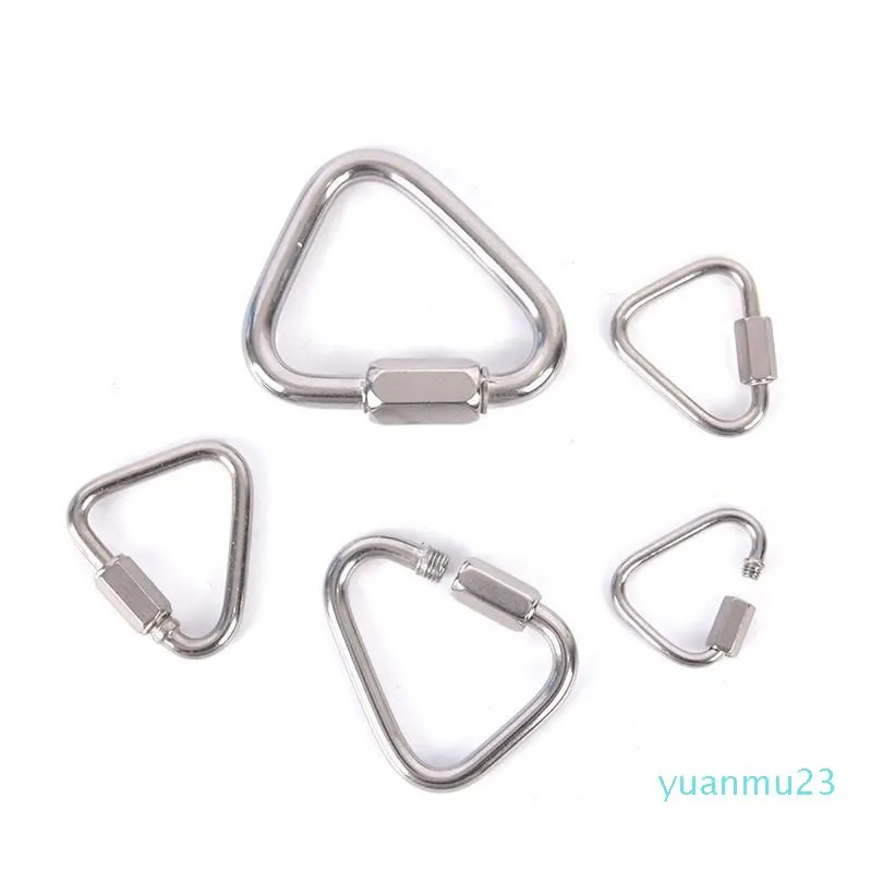 Solid Triangle Carabiner Stainless Steel Keychain Snap Clip Hook Buckle Screw Lock Safety Lock For Rock Climbing High jlluDQ