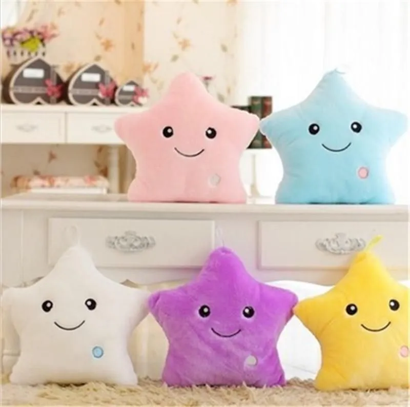 LED Flash Light Star Hold Pillow Plush Five Star Doll Plush Animals Stuffed Toys 40cm Lighting Gift Stuffed Plush Toy Hold Pillow