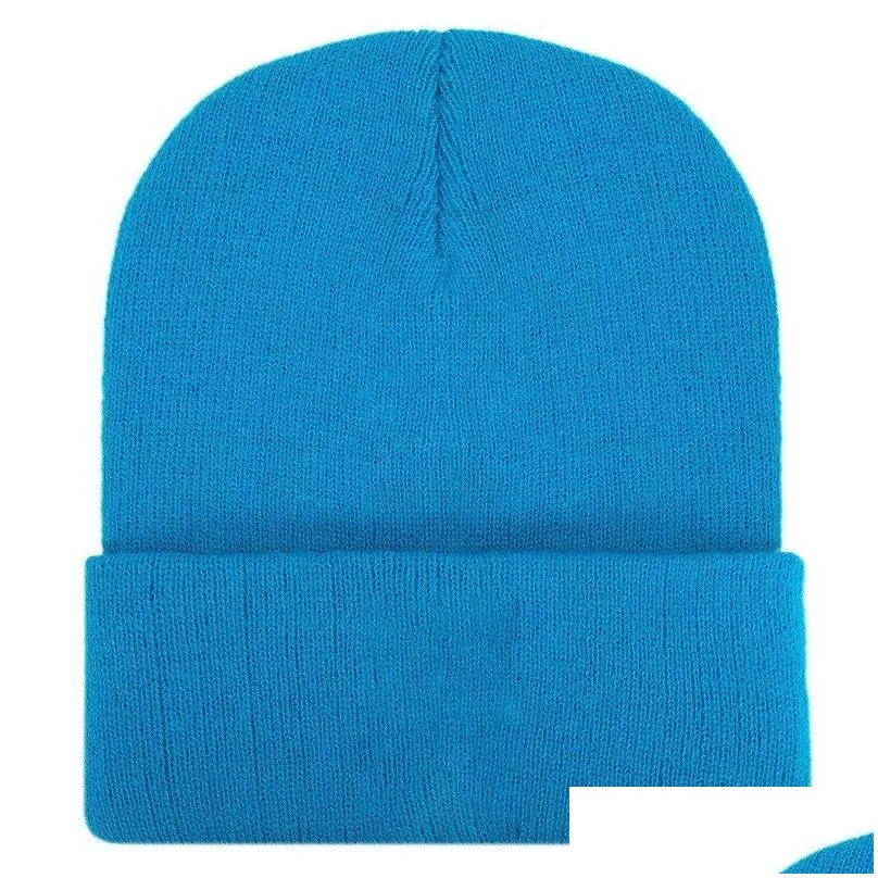 Pure Color Wool Hats For Men Women Skull Caps Autumn And Winter Knitted Pullover Hat 17 Colors Wholesale