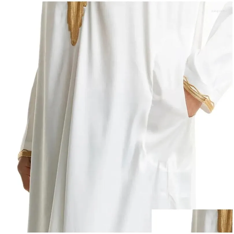 Ethnic Clothing Abaya Islamic Men Robe Muslims Dresses Djellaba Simple Fashion Applique Shirts Arabic Dress Gift