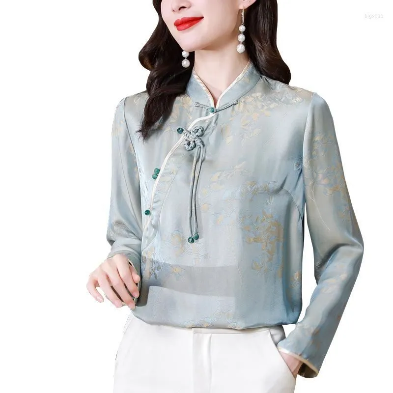 Women`s Blouses Shirt Women`s Spring Vintage Button Jacquard Chic Beautiful