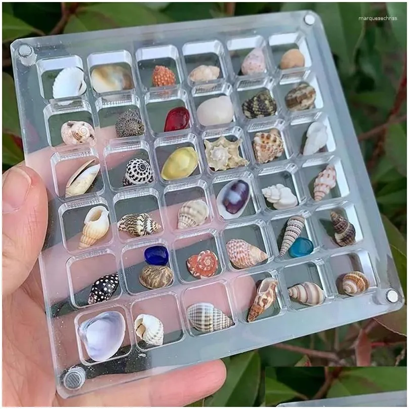 Jewelry Pouches 5PCS Display Box Acrylic Magnetic Storage Diamond Gemstone Beads Organizer Grids Clear