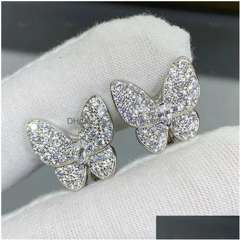 stud high quality 925 sterling silver butterfly earrings for women lovely sweet simple fashion party gifts luxury brand jewelry 230804