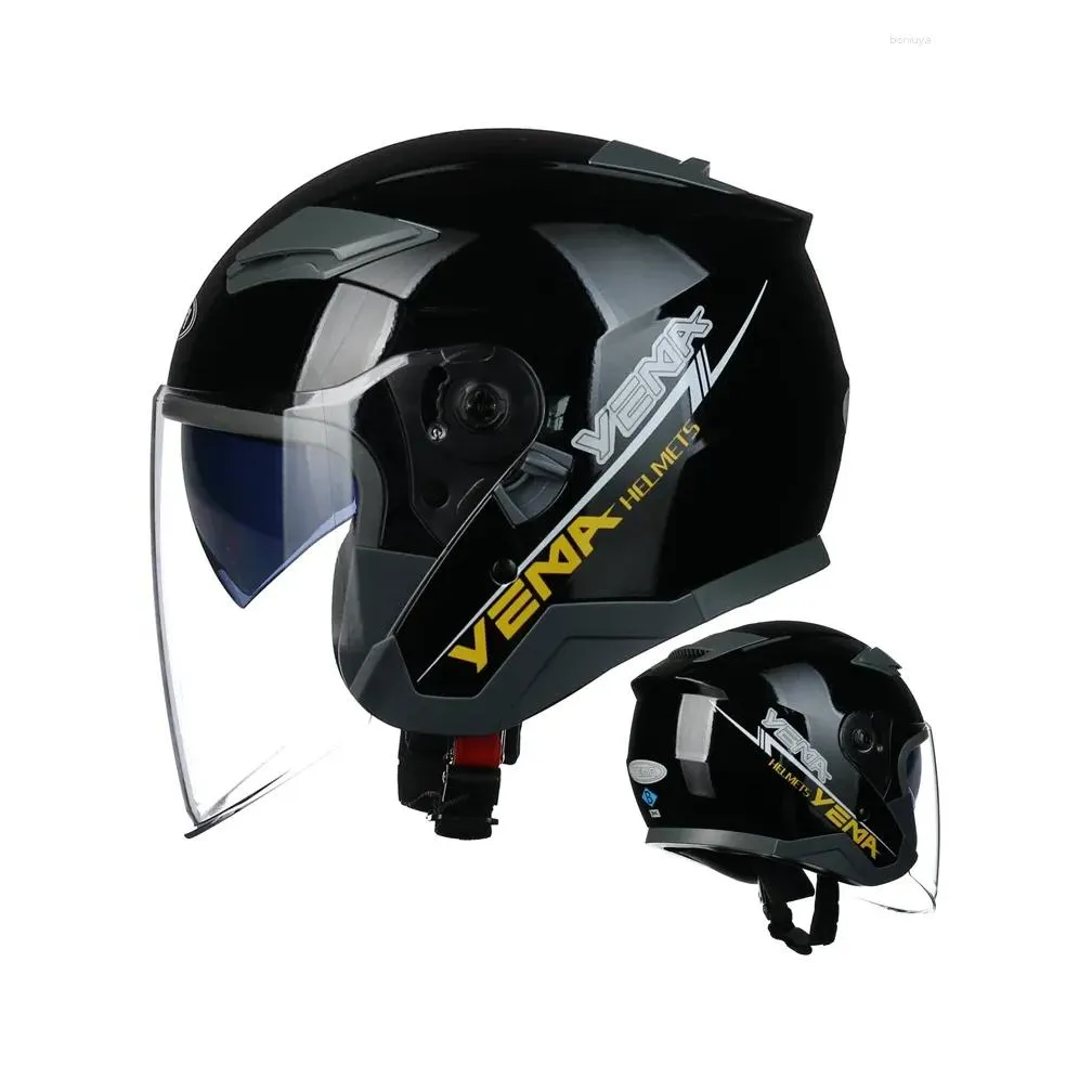 Motorcycle Helmets Helmet Dual Mirrors Seasonal Sun Protection 3/4 Half Men And Women Winter Safety Anti Fog Lens