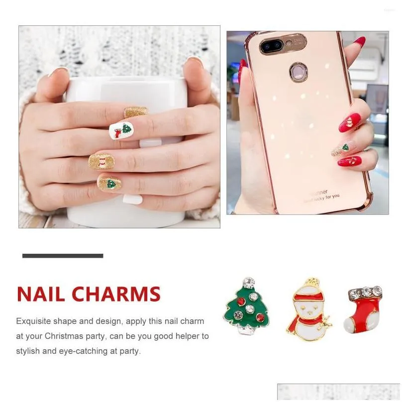 Stickers & Decals Nail 15Pcs Alloy Art Charms Christmas Decorations Diy Manicure Ornament Drop Delivery Health Beauty Salon Dhvpc
