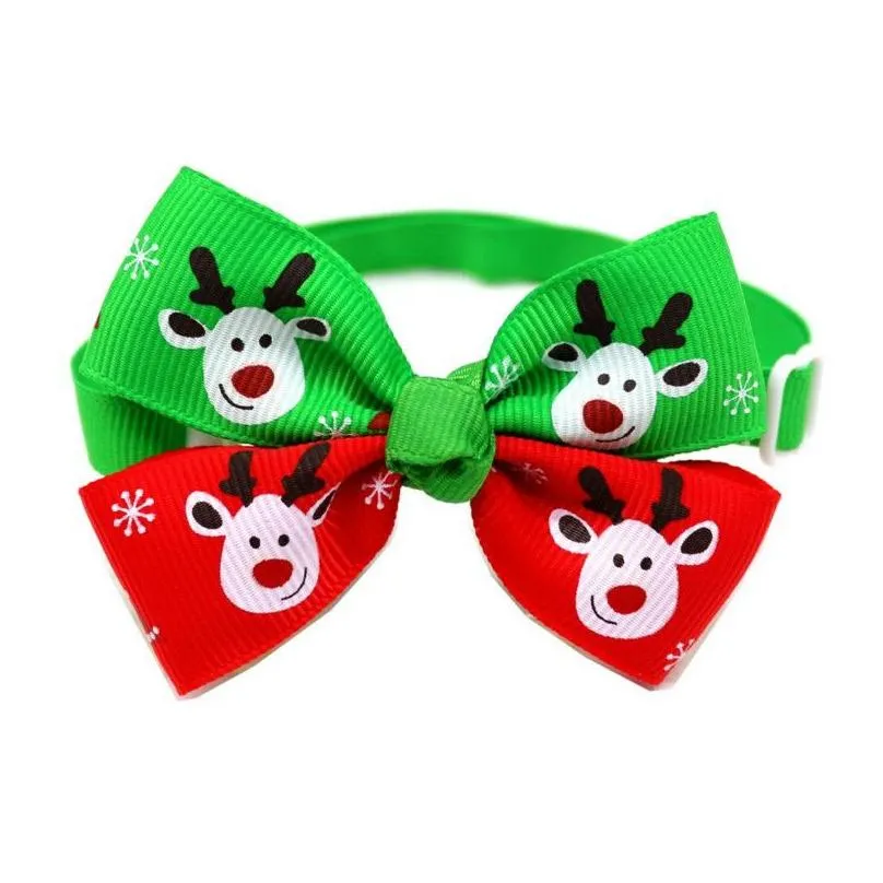 Handmade Dog Apparel Christmas Holiday Pet Cat Collar Bow Tie Adjustable Neck Strap Grooming Accessories Supplies