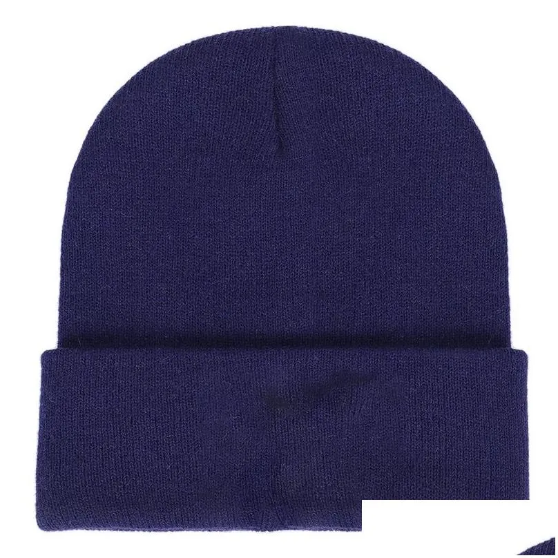 Pure Color Wool Hats For Men Women Skull Caps Autumn And Winter Knitted Pullover Hat 17 Colors Wholesale