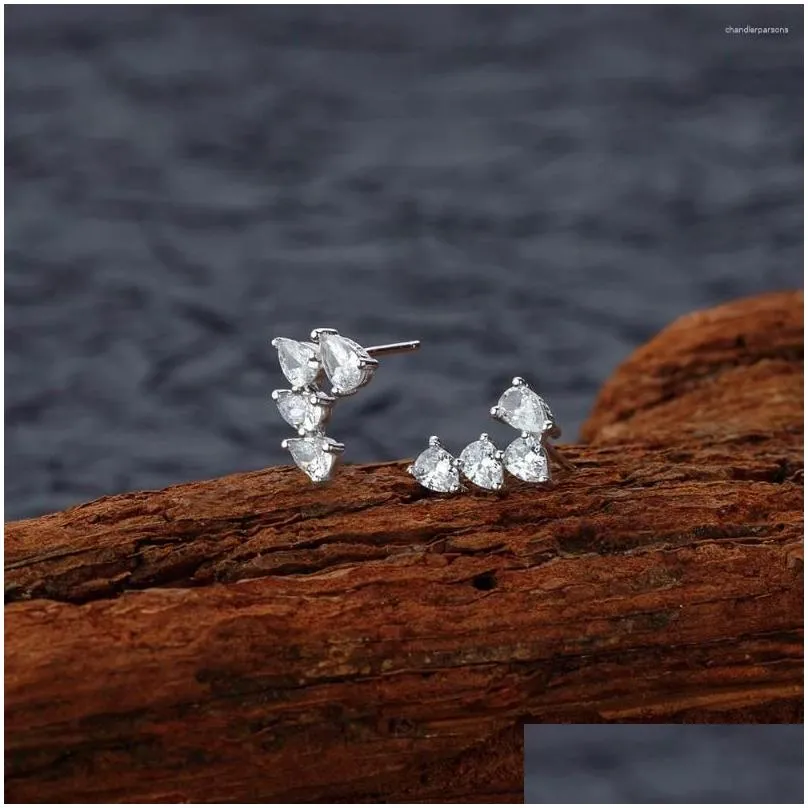 Stud Earrings Zhenchengda Water Drop Diamond Women`s S925 Pure Silver Ear Jewelry European And American Foreign Trade