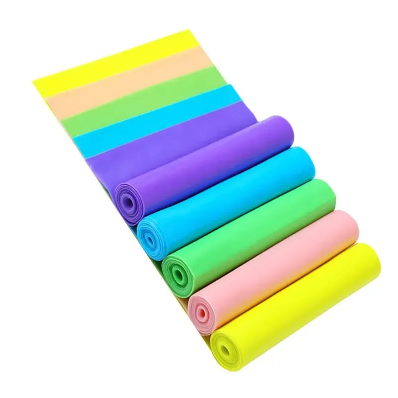 Resistance Bands 5PCS Band Elastic Yoga Fitness Strap Stretch Exercise For Training - 150x15x0.035cm (Pink/Blue/Green/Yellow/Pur