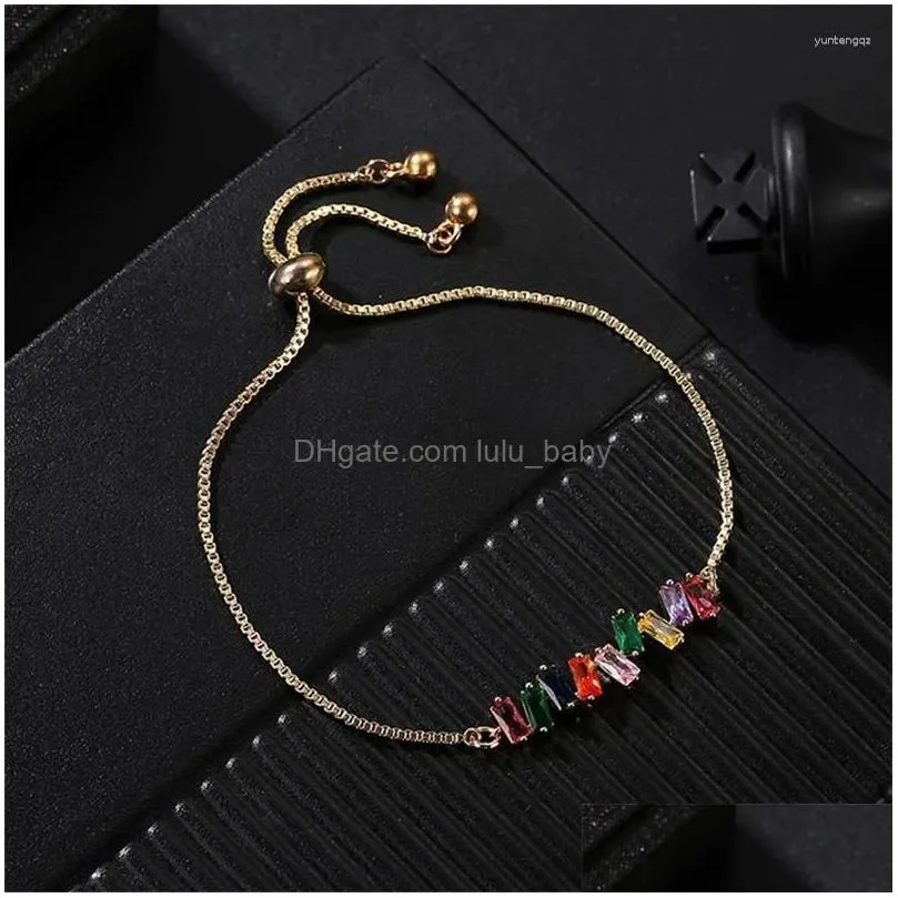 charm bracelets yjgs adjustable ladies multicolor cubic zirconia tennis bangle sparkling strand bracelet fine jewelry