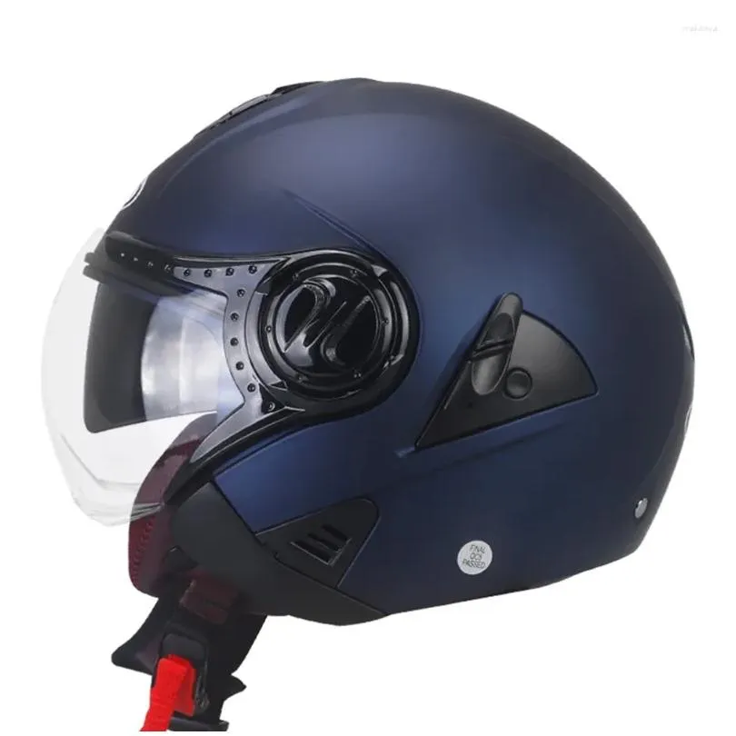 Motorcycle Helmets Matte Blue Breathable Head Protection Wear-Resistant Open Face Retro Racing Helmet Anti-Fall Motocross Equipment