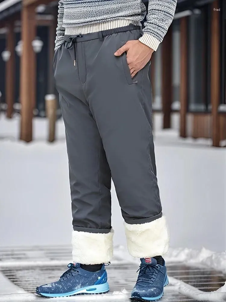 Men`s Pants 2024 Winter Heavyweight Thicken Fleece Lined Thermal Trousers Male Straight Casual Snow Warm Plus Size 8XL