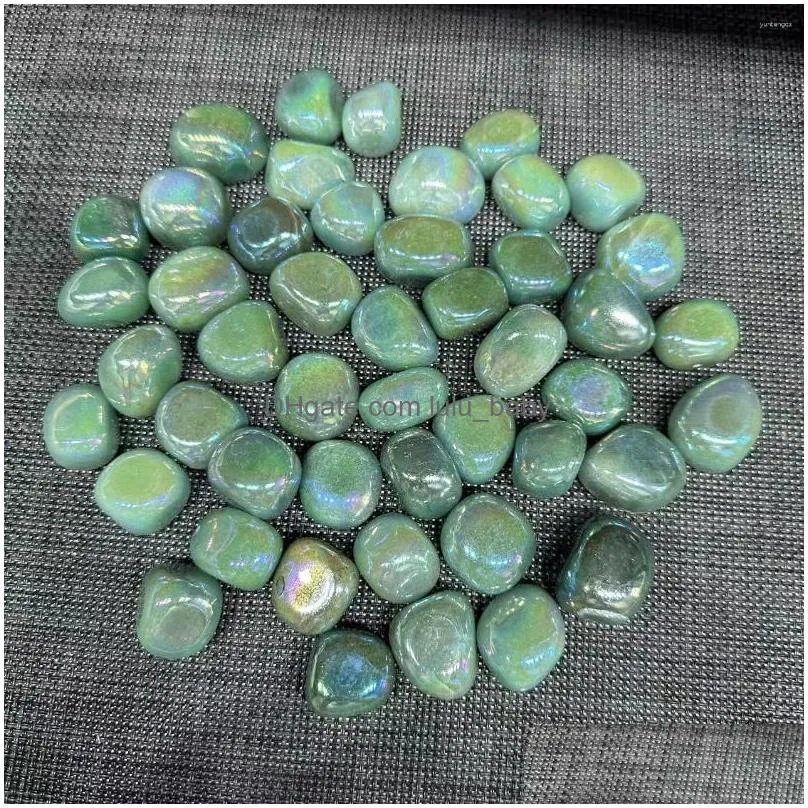 jewelry pouches natural green aventurine rolling tumbles stone electroplated ab colored crushed fish flowerpot decorative