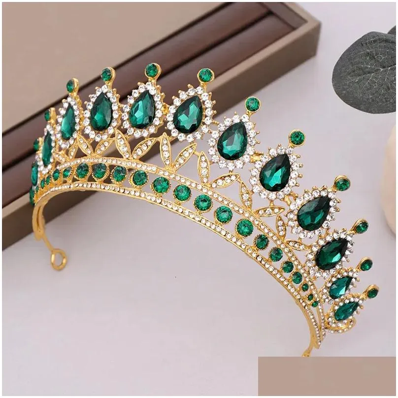 Fashionable Colorly Zircon Water Drop Crown Zinc Alloy Luxurious DiamondEncrusted Women for Jewelry Wedding Ceremony 240313