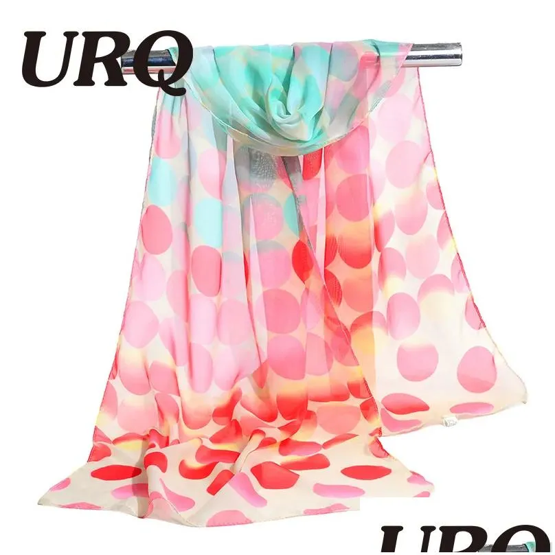 Scarves Wholesale- Chiffon Scarf Print Big Dot Womens Muslim Lady Design Spring And Autumn Patterns Cape Shawl Wrap Drop Delivery Fash Dheyj