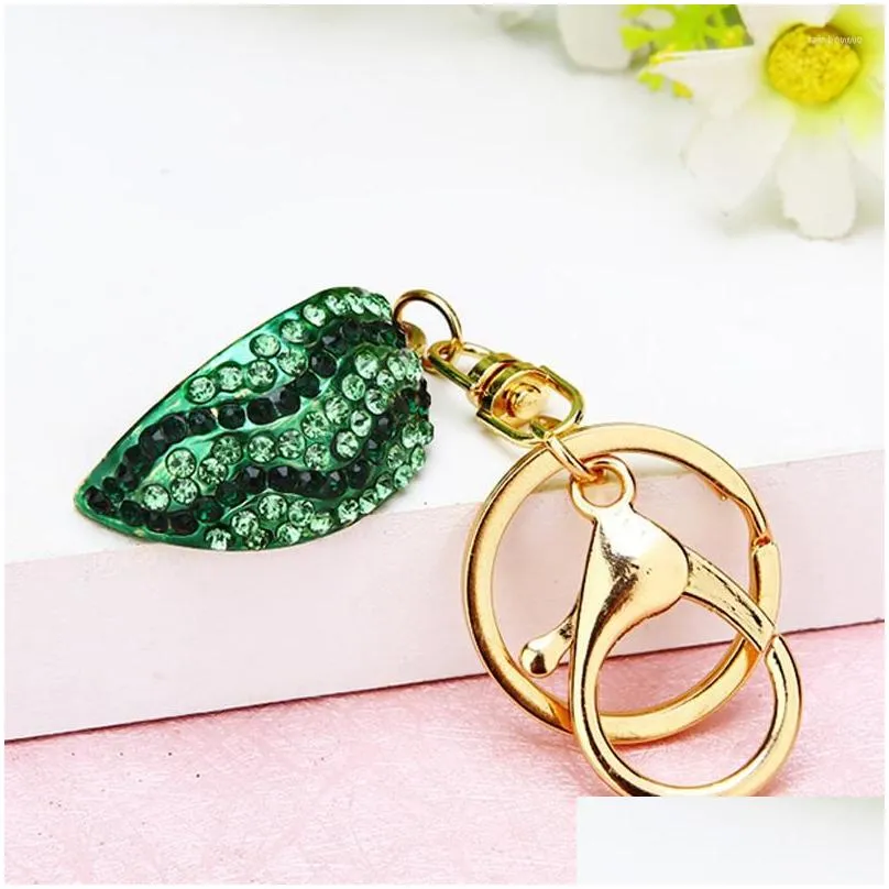 Keychains & Lanyards Fl Rhinestone Alloy Key Rings Women Handbag Crystal Watermelon Pendant Creative Chains Gift Drop Delivery Fashio Dh4Nd