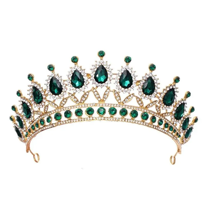 Fashionable Colorly Zircon Water Drop Crown Zinc Alloy Luxurious DiamondEncrusted Women for Jewelry Wedding Ceremony 240313