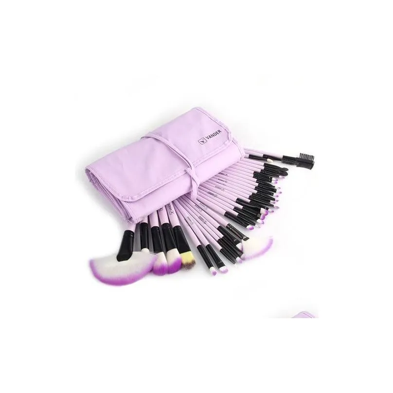 Makeup Brushes Wholesale-Vander 32Pc Set Pro Cosmetic Brush Eyebrow Foundation Shadows Eyeliner Lip Kabuki Make Up Tools Kits Drop Del Dhih9