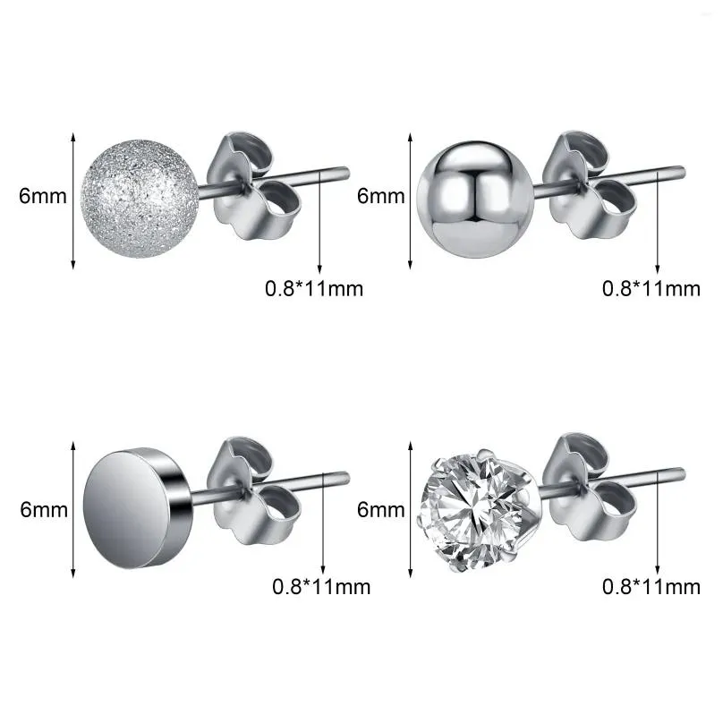 Stud Earrings ZS 16p/18p/Lot 20G Chic Crystal For Women Heart Ball Stainless Steel Ear Studs Set Girl Pearl Jewerly